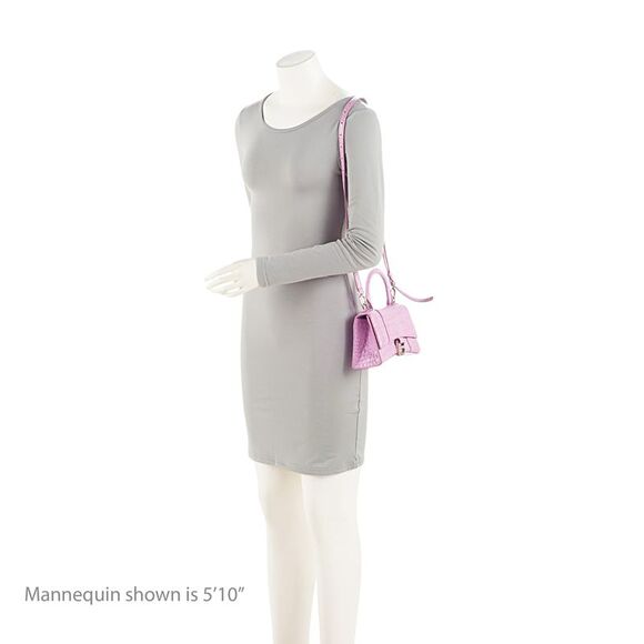 Balenciaga Shiny Croc Embossed Calfskin Hourglass XS Top Handle - Picture 5 of 16